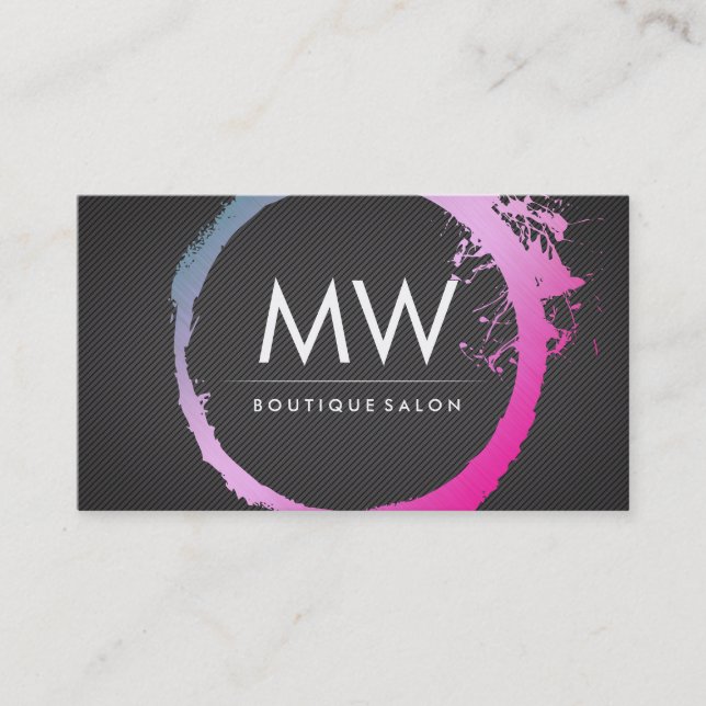 Glamous Shock rosa Blue Brushed Monogram Visitkort (Framsida)