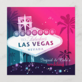 Glamous Shock rosa Las Vegas bröllopsinbjudan Inbjudningar