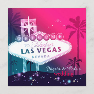 Glamous Shock rosa Las Vegas bröllopsinbjudan Inbjudningar