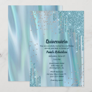 Glamous Silke och Glitter Se Quinceañera Invita Inbjudningar