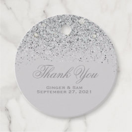Glamous Silver Glitter Gåvor Etiketter