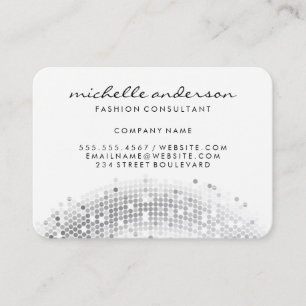 Glamous Silver Sequin White Grått Visitkort