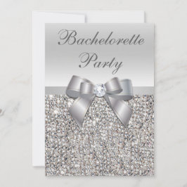 Glamous Silver Sequins Bow Bachelorette Party Inbjudningar