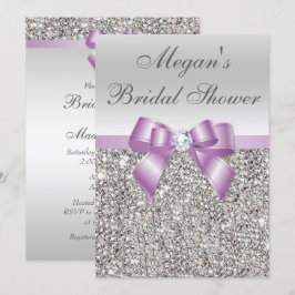 Glamous Silver Sequins Lilac Bow Möhippa Inbjudningar