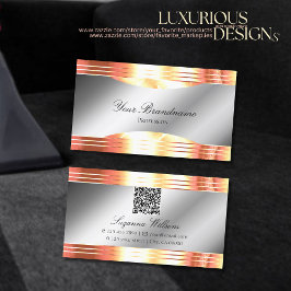 Glamous Silver Shimmery Ro Guld med QR-kod Visitkort