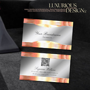 Glamous Silver Shimmery Ro Guld med QR-kod Visitkort