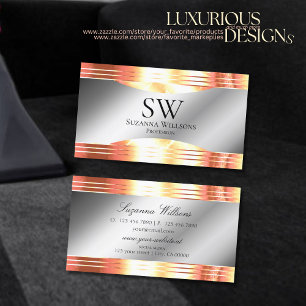 Glamous Silver Shimmery Ro Guld och Monogram Visitkort