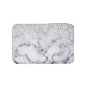 Glamous Silver White Glitter Marble Gradient Badrumsmatta