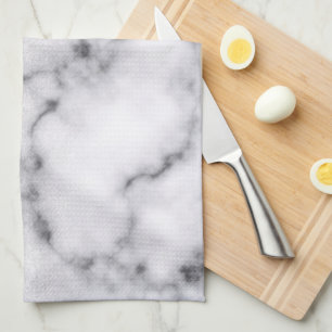 Glamous Silver White Glitter Marble Gradient Kökshandduk