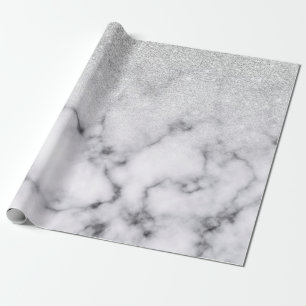Glamous Silver White Glitter Marble Gradient Presentpapper