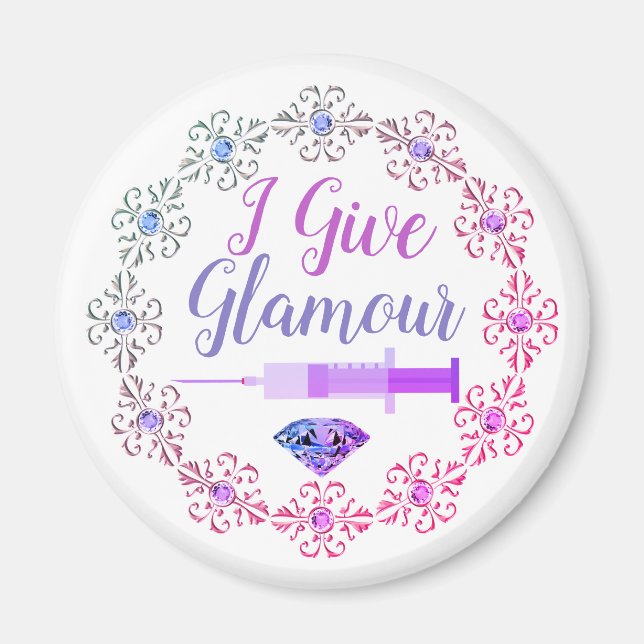 Glamous sjuksköterska sköt söt, lustigt lila. magnet (Framsidan)