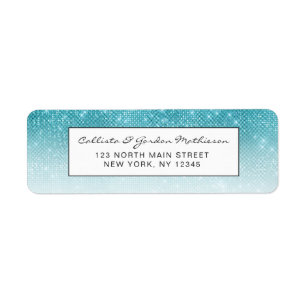 Glamous Sparkly Aqua Blue Glitter Sequin Ombre Returadress Etikett