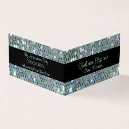 Glamous Sparkly Glittery Glitzy Silver Bling Visitkort