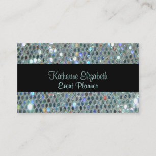 Glamous Sparkly Glittery Glitzy Silver Bling Visitkort