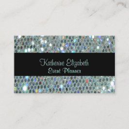 Glamous Sparkly Glittery Glitzy Silver Bling Visitkort