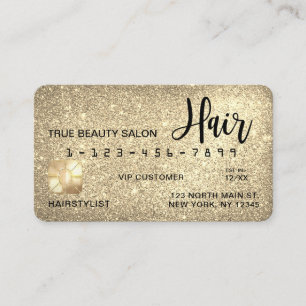 Glamous Sparkly Guld Glitter Kredit Card Hair Visitkort