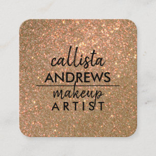 Glamous Sparkly Guld Glitter Makeup Artist Fyrkantigt Visitkort