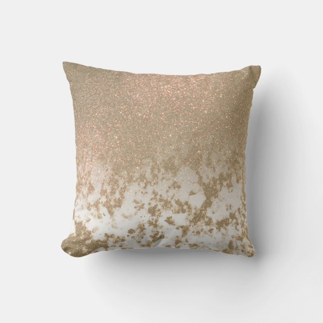 Glamous Sparkly Guld Glitter Marble Ombre Kudde (Framsida)