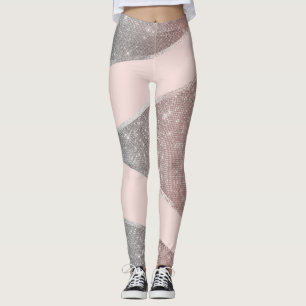 Glamous Sparkly Silver Ro Guld Glitter Geo Leggings