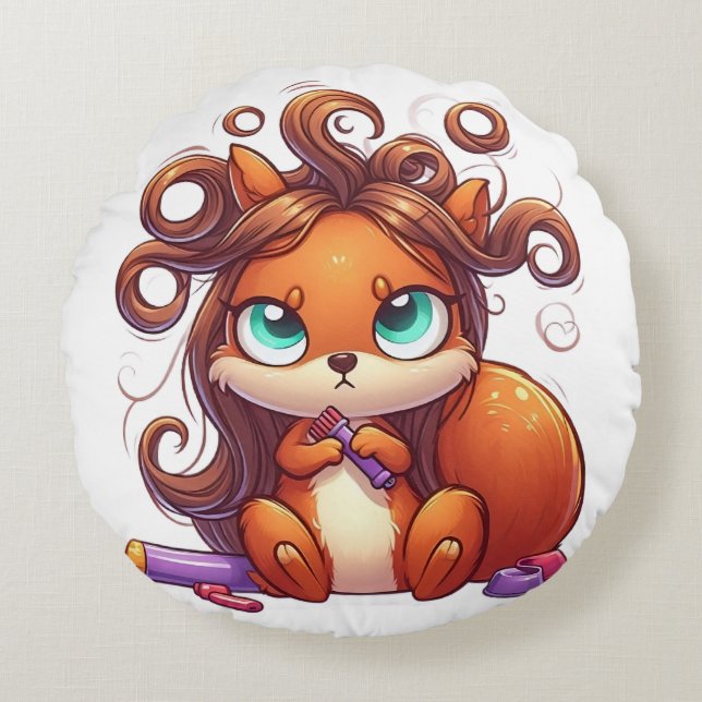 Glamous Squirrel Hair Day Rund Kudde (Framsidan)