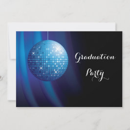 Glamous Studenten Blue Party Disco Boll Inbjudningar