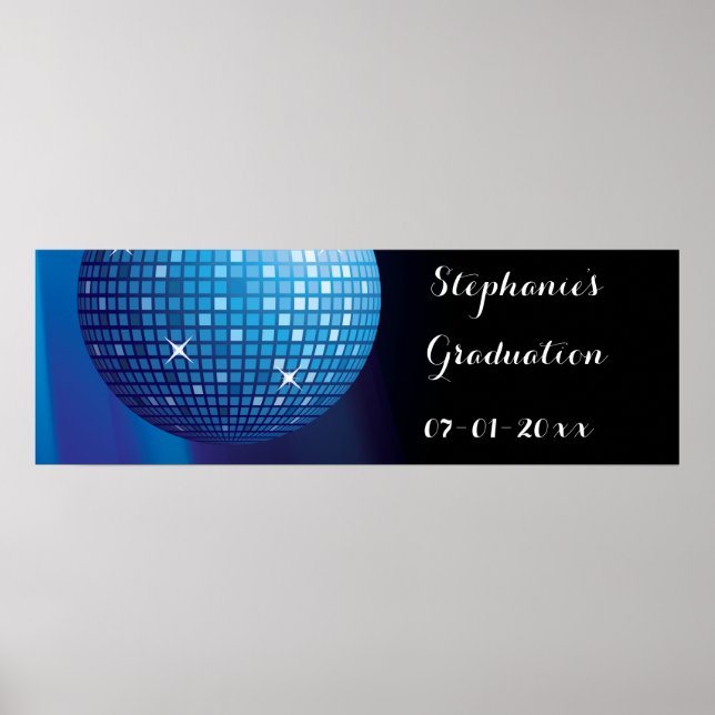 Glamous Studenten Blue Party Disco Boll Poster (Framsidan)
