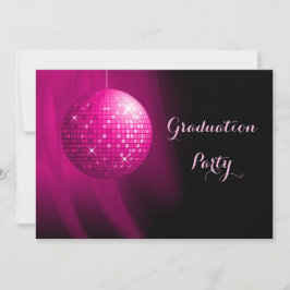 Glamous Studenten Rosa Party Disco Boll Inbjudningar