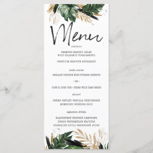 Glamous Summer Greenery Tropical Bröllop Menu Meny