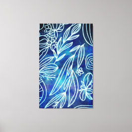 Glamous Torquise och White Botanical Teckning Canvastryck