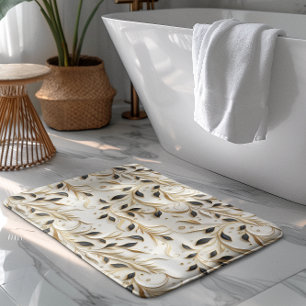 Glamous White Guld & Black Seamless Mönster Badrumsmatta