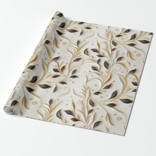 Glamous White Guld & Black Seamless Mönster Presentpapper