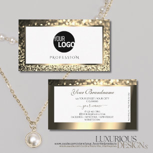 Glamous White Guld Gnistra Glitter Logotyp Elegant Visitkort