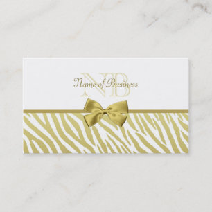 Glamous White och Guld Zebra tryck med Monogram Visitkort