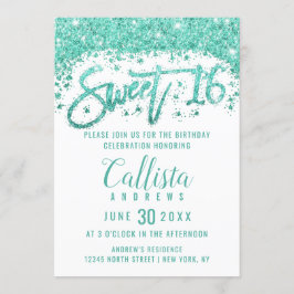 Glamous White Turcos Glitter Dust Sweet 16 Inbjudningar