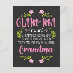 Glamous Woman Young Crazy Grandma Glam morsa Vykort