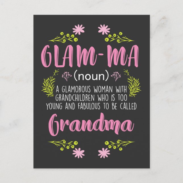 Glamous Woman Young Crazy Grandma Glam morsa Vykort (Framsida)