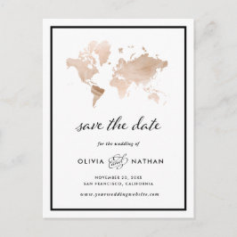 Glamous World Map | Elegant Resa Spara datum Meddelande Vykort