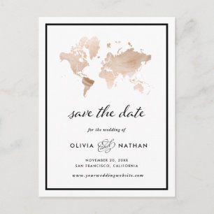 Glamous World Map Elegant Resa Spara datum Meddelande Vykort