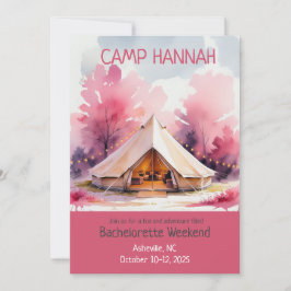 Glamping Bachelorette Helg Watercolor Inbjudningar