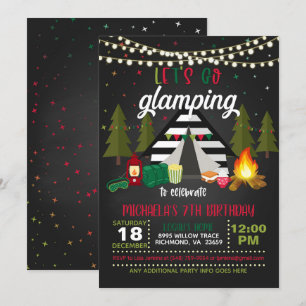 Glamping Birthday bjudande - Jul Inbjudningar