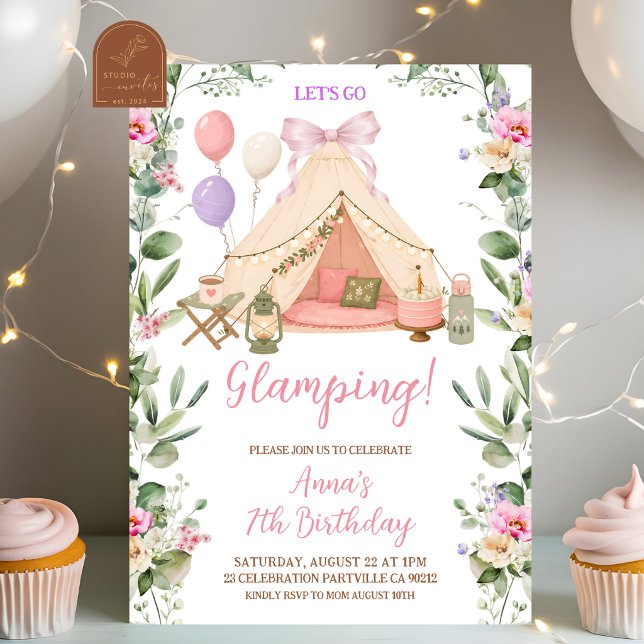 Glamping Bow Coquette Flicka Födelsedag Inbjudningar (Skapare uppladdad)
