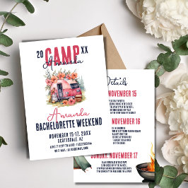 Glamping Camp Bachelorette Party Itinerary Helg Inbjudningar