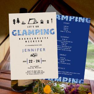 Glamping Denim Diamonds Roligt Bachelorette Helg Inbjudningar