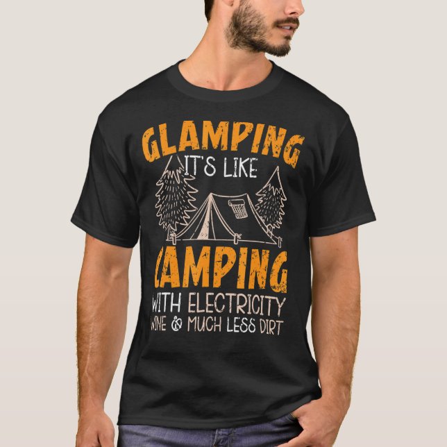 Glamping Det är som camping med el Husbil T Shirt (Framsida)