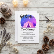 Glamping Flickor Camping Födelsedagsinbjudan