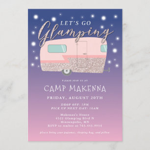 Glamping Födelsedagsfest Bedazzled Inbjudningar
