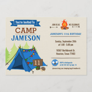 Glamping Födelsedagsfest inbjudan