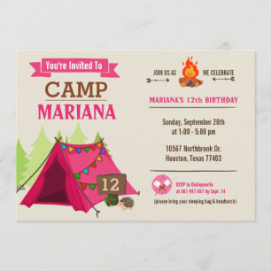Glamping Födelsedagsfest inbjudan