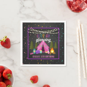 Glamping Födelsedagsfest Napkin - Anpassningsbar Pappersservett