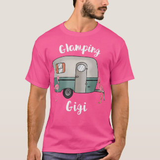 Glamping Gigi Womens Camping Rv Vintage Flamingos T Shirt